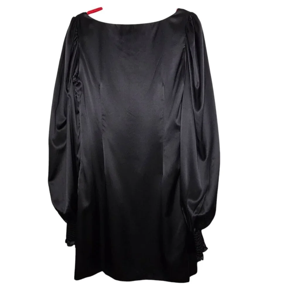 Caroline Constas Size M Quiet Luxury Classic Black Odette Mini Silk Dress